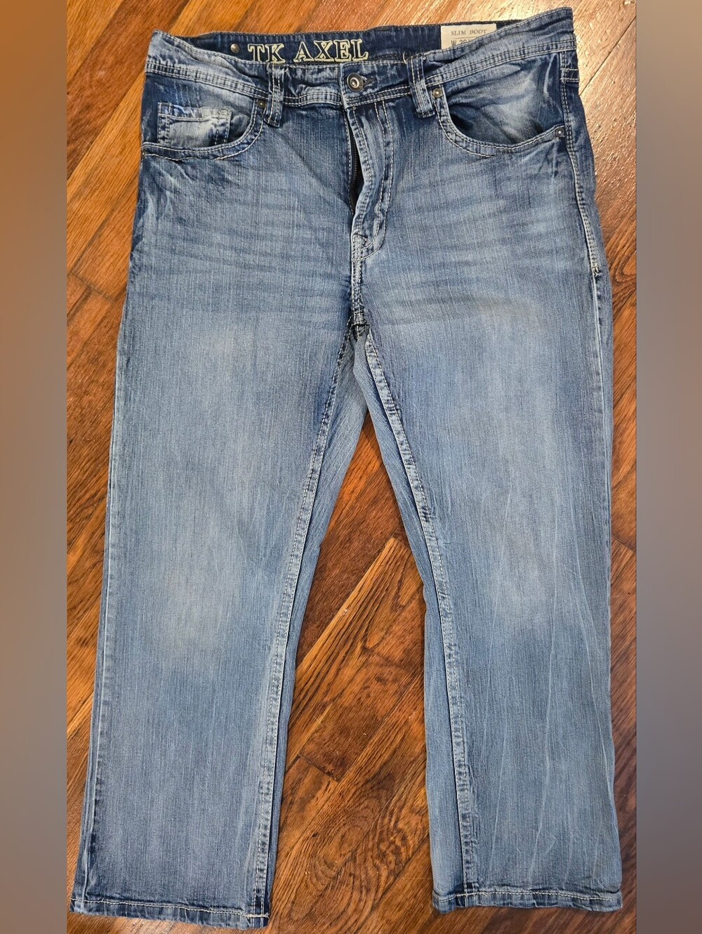 TK Axel Men's Slim Boot Jeans Light Wash Flap Pocket Denim Size 36x30